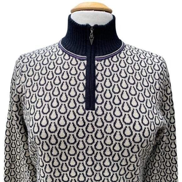 Kerrits Wool Blend Equestrian Sweater Jacquard Horse ¼ Zip Riding Countryside-M - Picture 5 of 13
